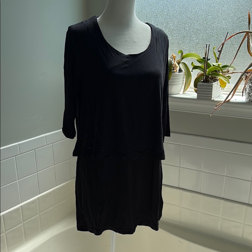 Charlie Paige Black 3/4 Sleeve Boxy Tunic